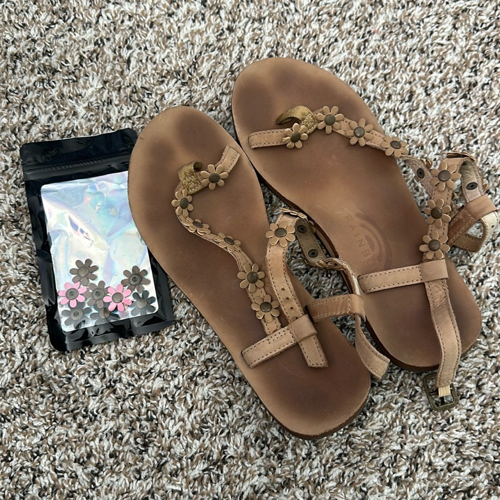 Rainbow Sandals with Flower Snaps